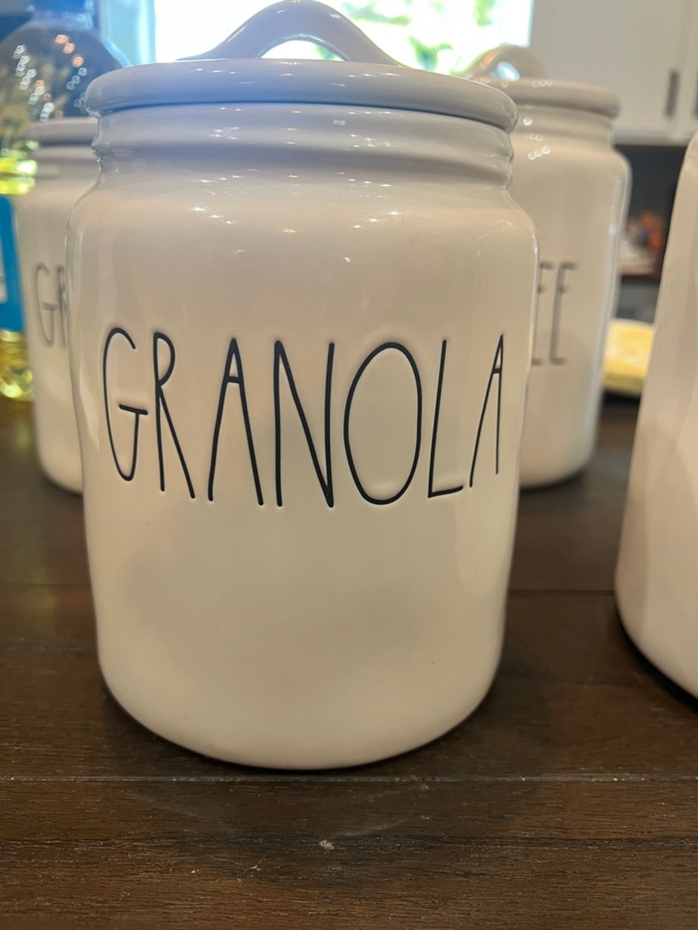 Rae Dunn White Ceramic 'GRANOLA' Canister with Black Lettering